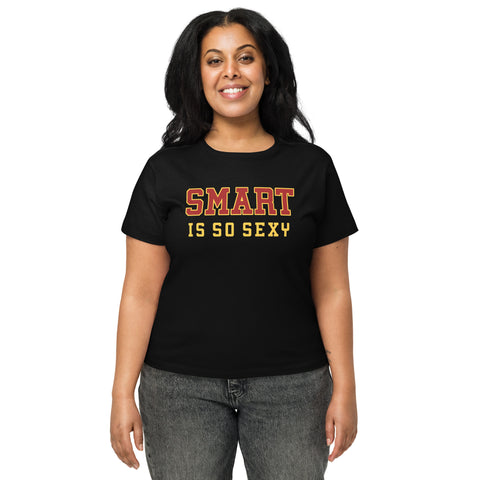 Ladies' Smart is so Sexy College Crop Black and Gold T-Shirt