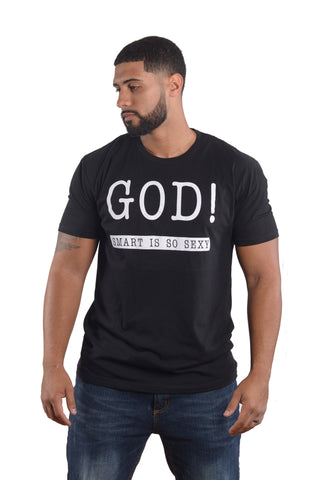Men's GOD! Spiritual Shirts Fitted Short-Sleeve Crew Neck - Grey Tee (Free Shipping 2-5 Days USA)