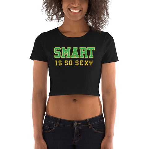 Ladies' Smart is so Sexy College Crop Black and Gold T-Shirt