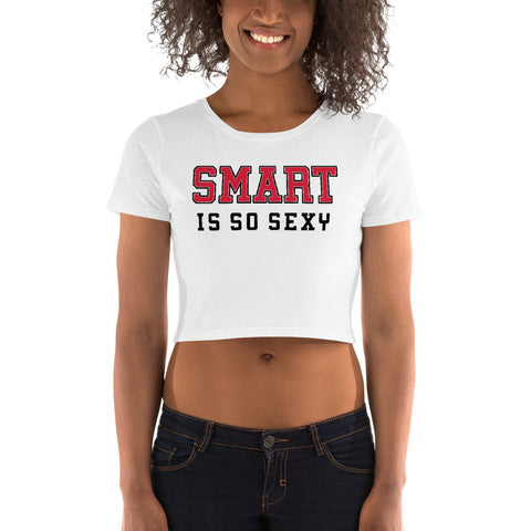 Ladies' Smart is so Sexy College Crop Black T-Shirt