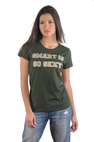 Women's Smart is so Sexy T-Shirt Crew Neck - Black (Free Shipping 2-5 Days USA)
