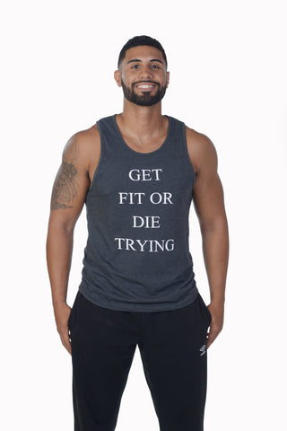 Women's Get Fit Or Die Trying Triblend Racerback Tank - Military Green (Free Shipping 2-5 Days USA)